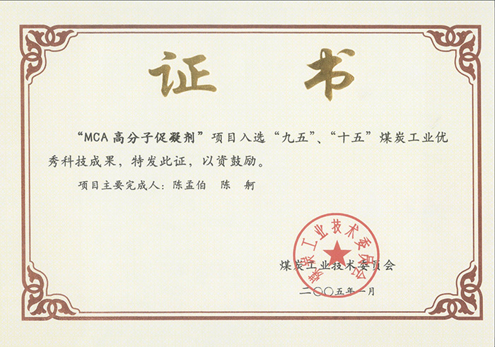 2005年1月MCA高分子促凝劑獲“九五、十五”科技成果獎.jpg